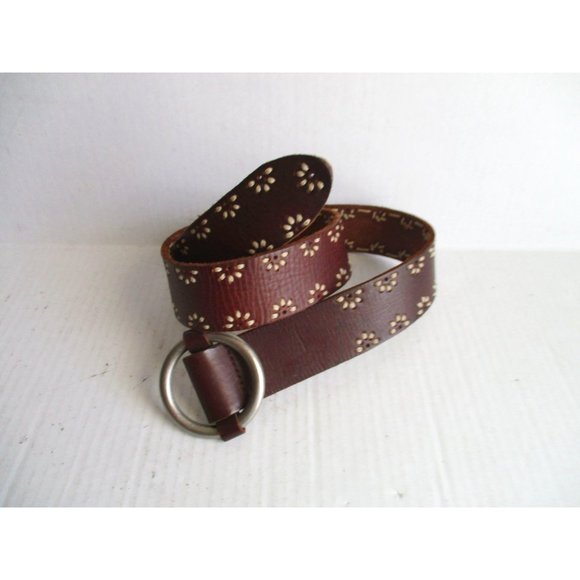 *Aeropostale Brown Leather Belt BOHO Design Jute Stitching Trim - Small main image 5